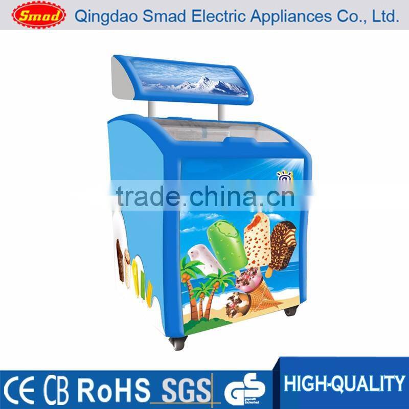 sliding glass door lid ice cream display freezer