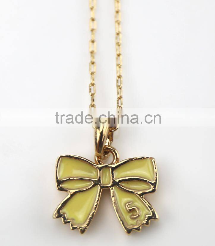 2015 factory direct sell personality latest design fashion valentine's gift bowknot pendant necklace costume jewelry necklace