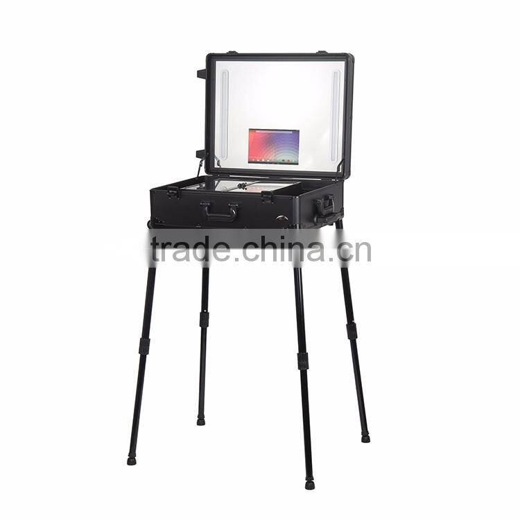 high quality professional cosmetic case aluminum trolley makeup case with light