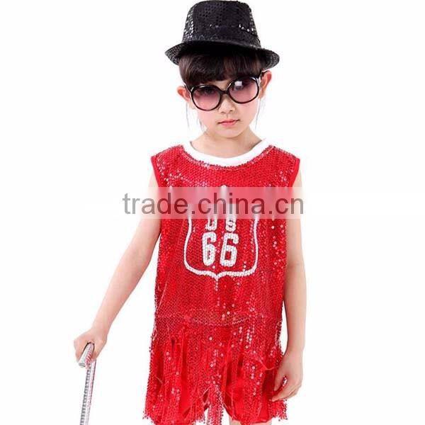 2016 new arrival Children's costumes jazz dance performance school girl dance dress costumes santa dance girls costume