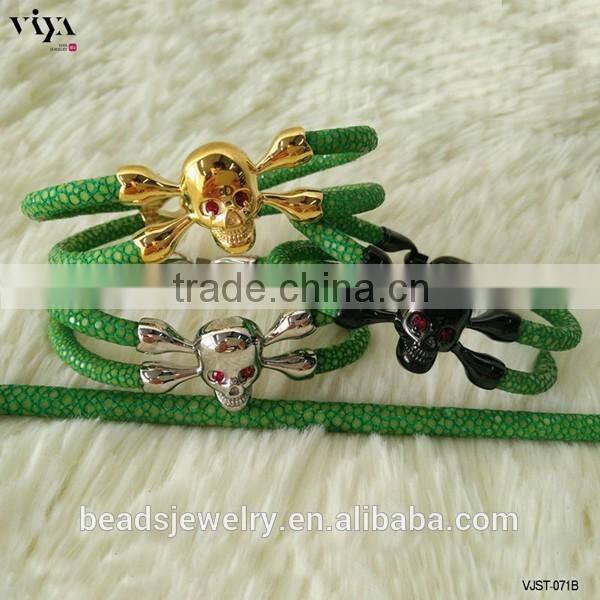 2016 New Handmade Stingray/Python Skin Bracelet Genuine Leather Bracelet Manufacturer