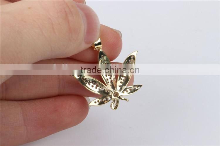 Custom high quality cheap hip hop 925 sterling silver leafage pendant