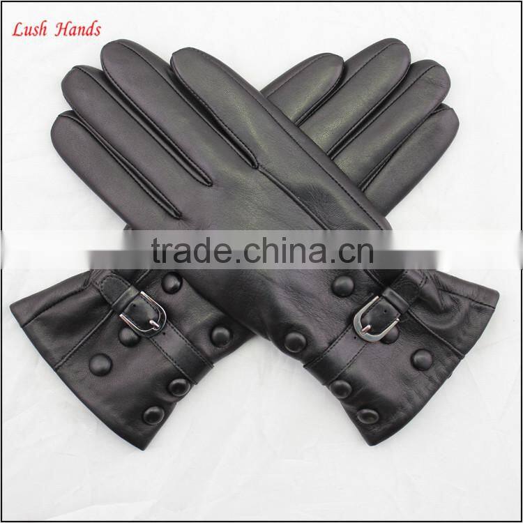 ladies winter cheap leather hand gloves black women