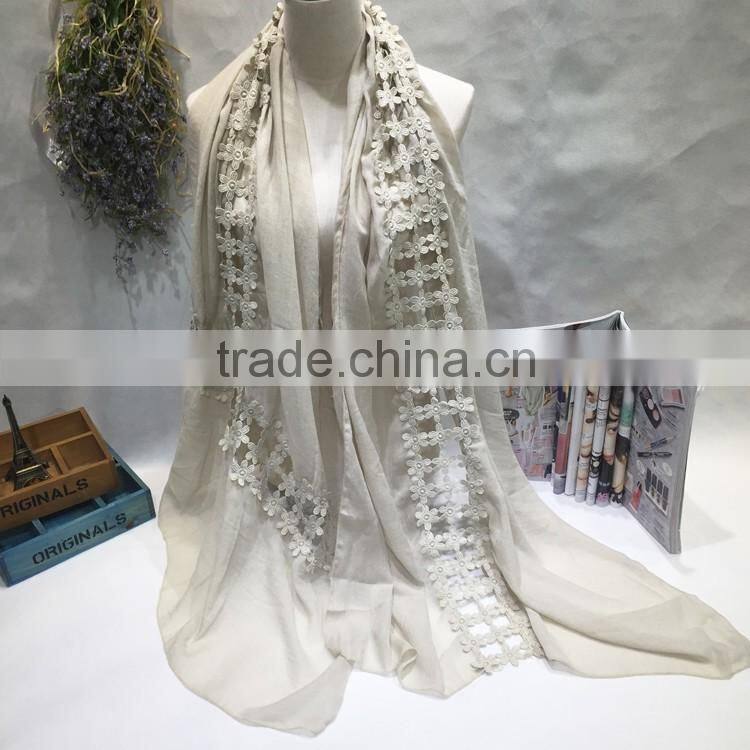 Charm Beautiful Embroidery Flower Joint Hollow Out Pattern Fashion Ladies Scarfs