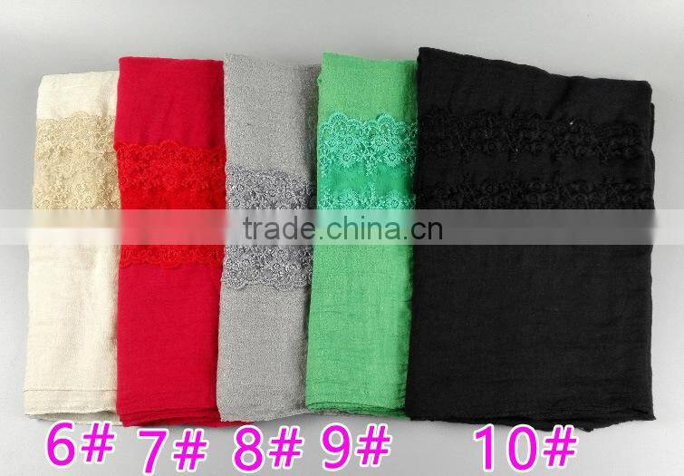 Top Quality Long Cotton Plain Fashion Women Lace Shawl