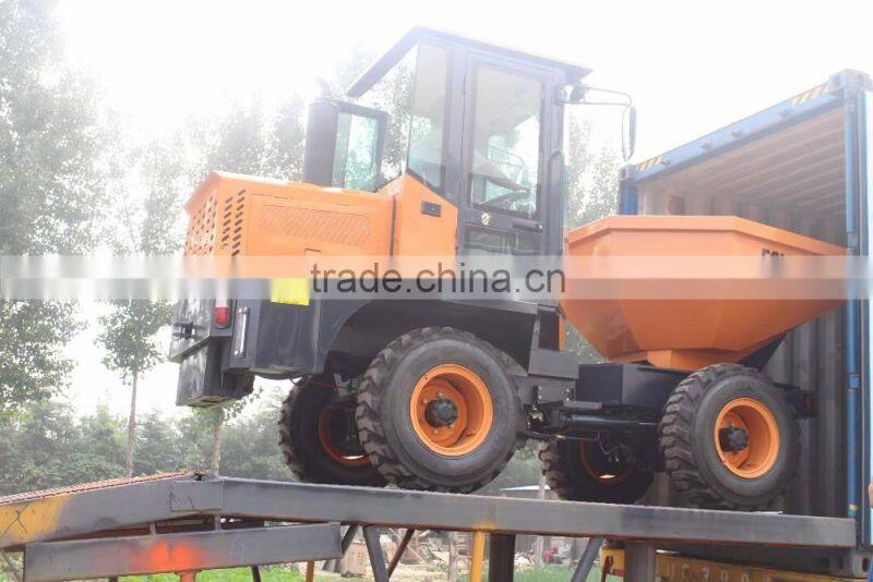 3ton site truck dumper with turning rotary bucket,1.5cbm capacity