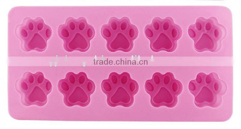 2016 Hot sale food grade FDA and LFGB 10 hole cat- pat silicone cake mold