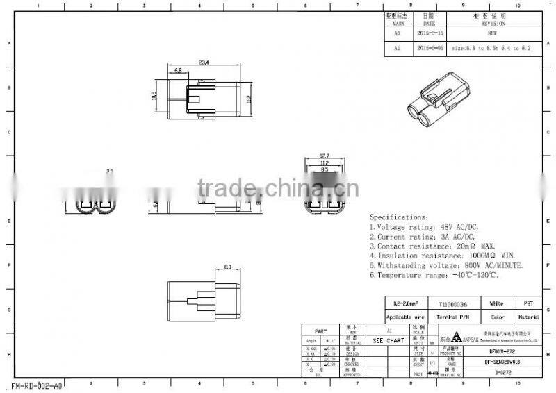 2 pin waterproof plastic electronic wire to wire connector