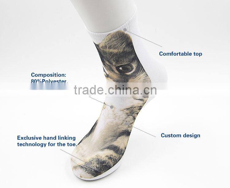 Animal photo print sublimated cute socks in China