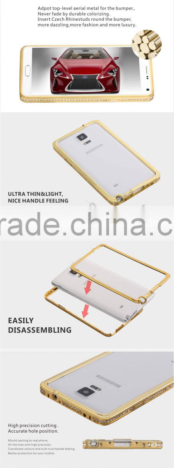 Diamond and Metal Phone Cases for Samsung Note 4