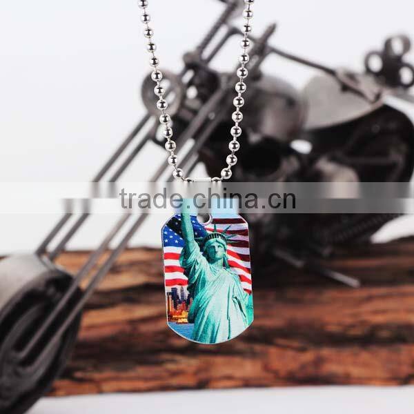 New Design Ball Chain Stainless Steel Statue of Liberty Print Tag necklace