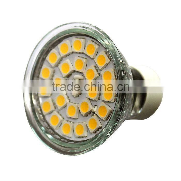 warm white 5050 smd gu10 led light 400LM With glass cover