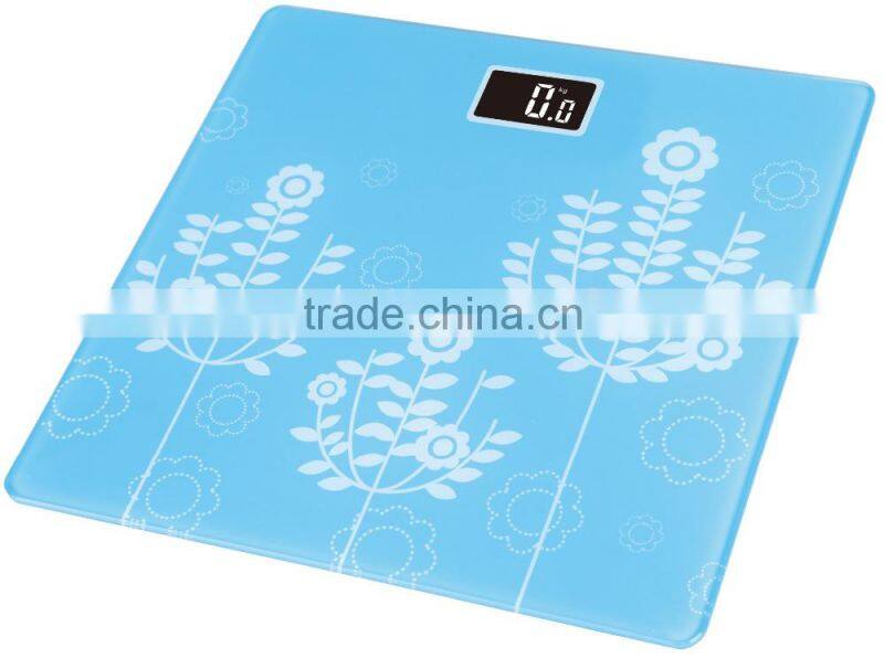 Auto on digital measures weight body scale with slik printing platform electronic weighing