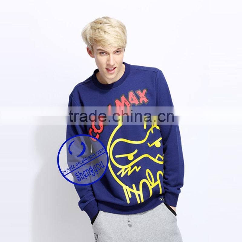 Wholesale custom polyester cotton mens printing pullover sweatshirt