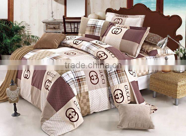 Luxury reactive printing branded print quilt cover set bedding set bed sheet set