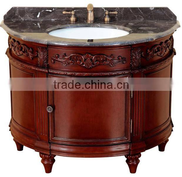 sanitary ware product solid wood bathroom cabinet with single marble sink