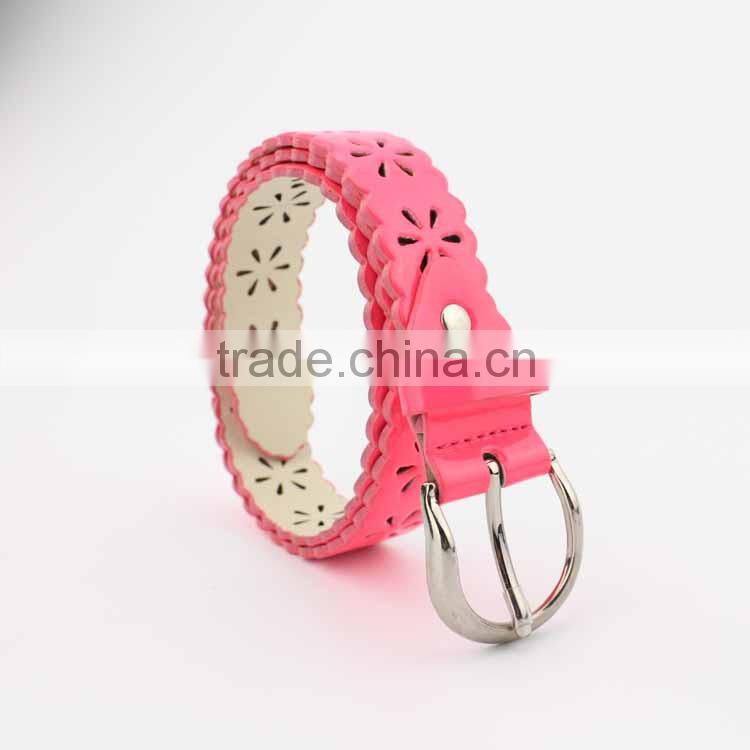 Women and kids fashion punching belt with Candy color glazed PU