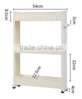 Wheeled 4 Layers foldable plastic diy gap sundries storage shelf handing Organizer Rack