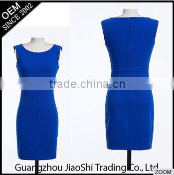 Hot sale knitted fabric simple design half sleeve lady fashion dress for daily life