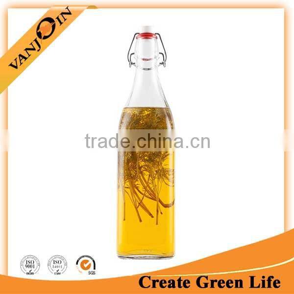 Customized Glass Bottle with Decal and Swing Top