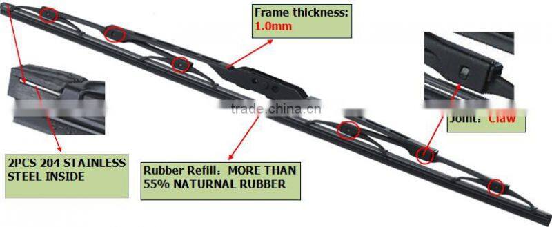 Automobiles & Motorcycles Universal Conventional Frame Wiper Blade from 10'' to 28''