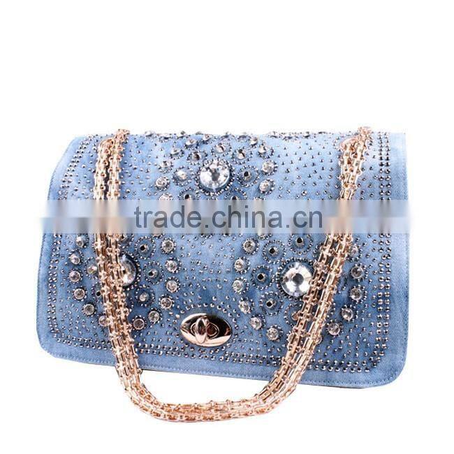New arrival denim cosmetic bag, lady diamond small Korean fashion bag (HD26-015)