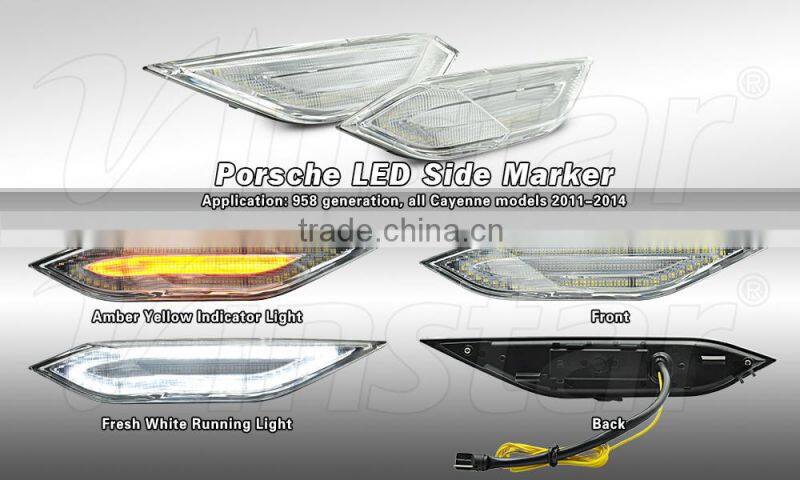 Amber indicator light white running light for Porsche Cayenne LED Side Marker lamp