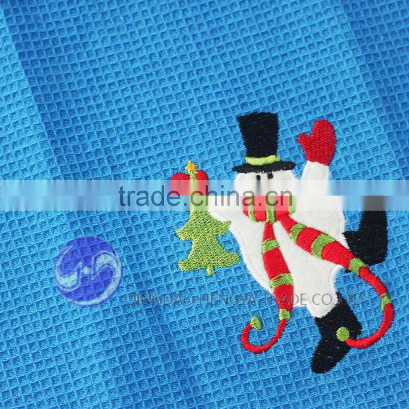 bule embroider waffle cotton Christmas wholesale kitchen towels