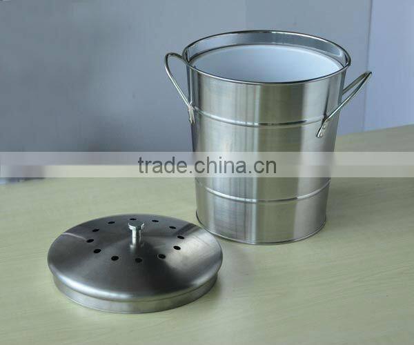 Brushed stainless steel compost pail