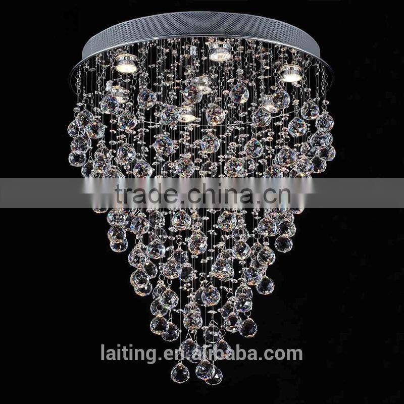 Staircase Crystal Drop LED Pendant Ball Chandelier Light for High Ceiling