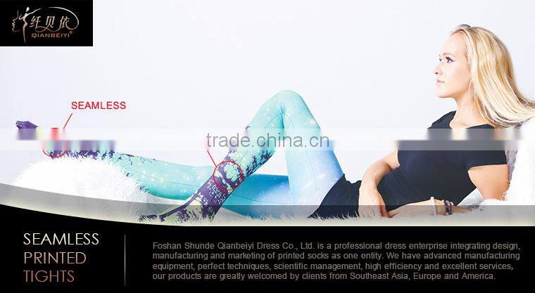 Children silk stocking seamless colored printed little girl tights