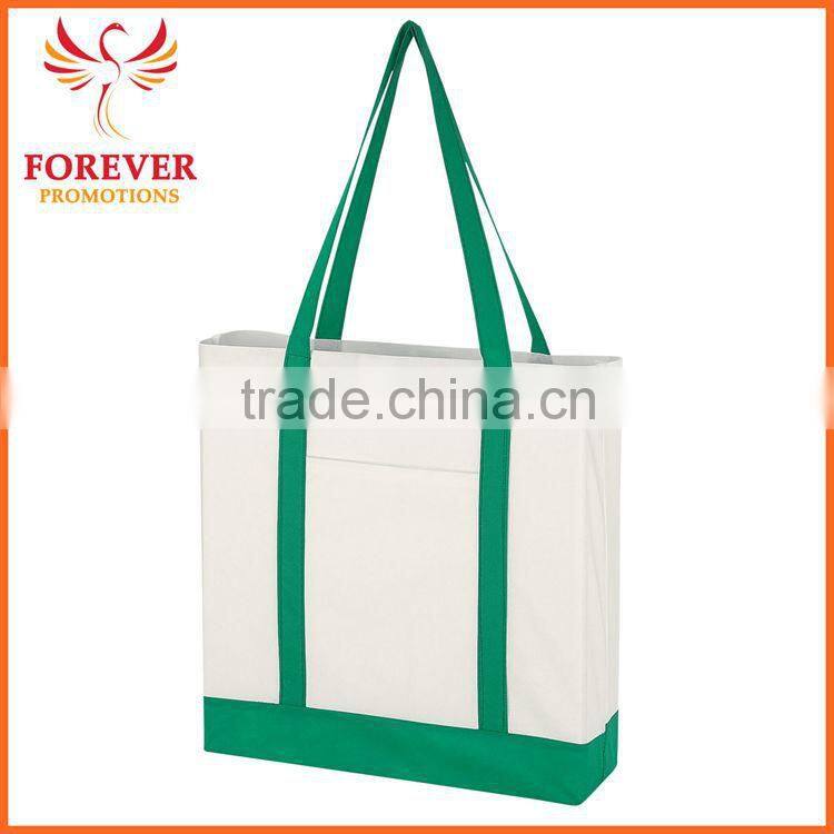 Non-woven Shopping Bag Front Pocket Custom Logo Printed Shopping Tote Bag With Handles