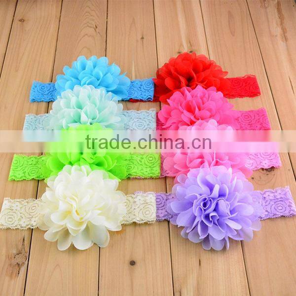 lace elastics chiffon flower baby hair colorful head bands