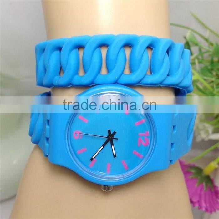 New Design double-rings watches hot style fashion silicone watches Long twist watches students watch silicone wristband watch