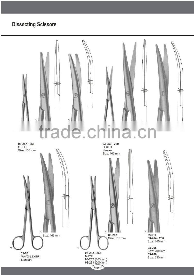 Surgical Operation Dissecting STILLE LEXER Mayo Scissors Instruments