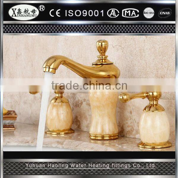 DIY assembly dual handles deck mounted antique brass faucet