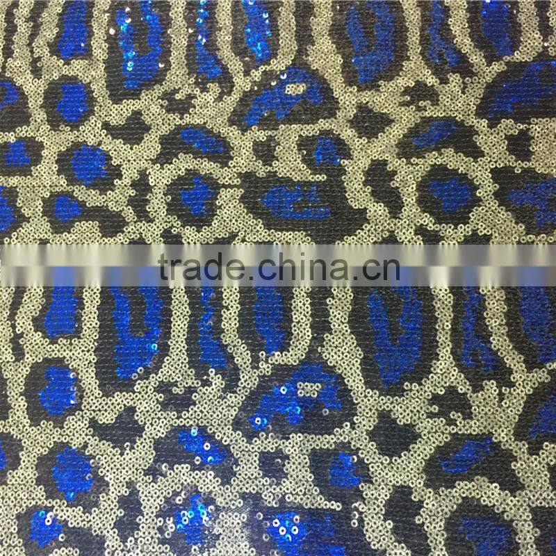 snake embroidered 3mm sequin fabric leopard