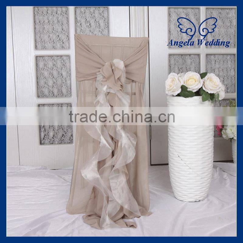 CH001D Elegant nice cheap curly willow ruffled wedding purple chair cover