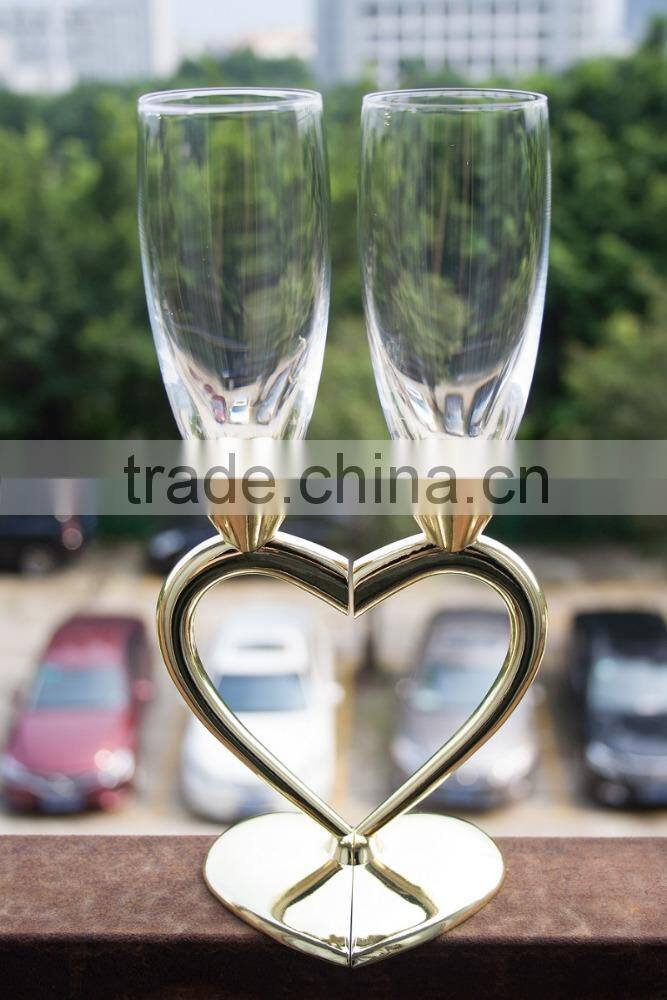high quality toasting wine glasses set cheap heart shape champagne flutes/glasses crystal wedding goblet for love and gifts