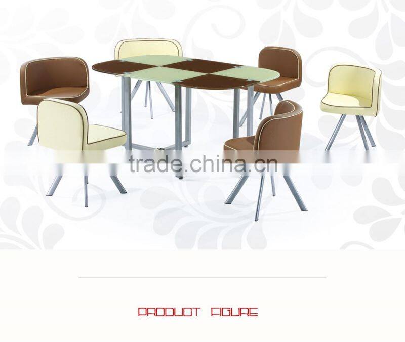 Hot Sale Cheap Used Dining Table Glass Top Metal Legs Dining Set 1 Table 4 Chair