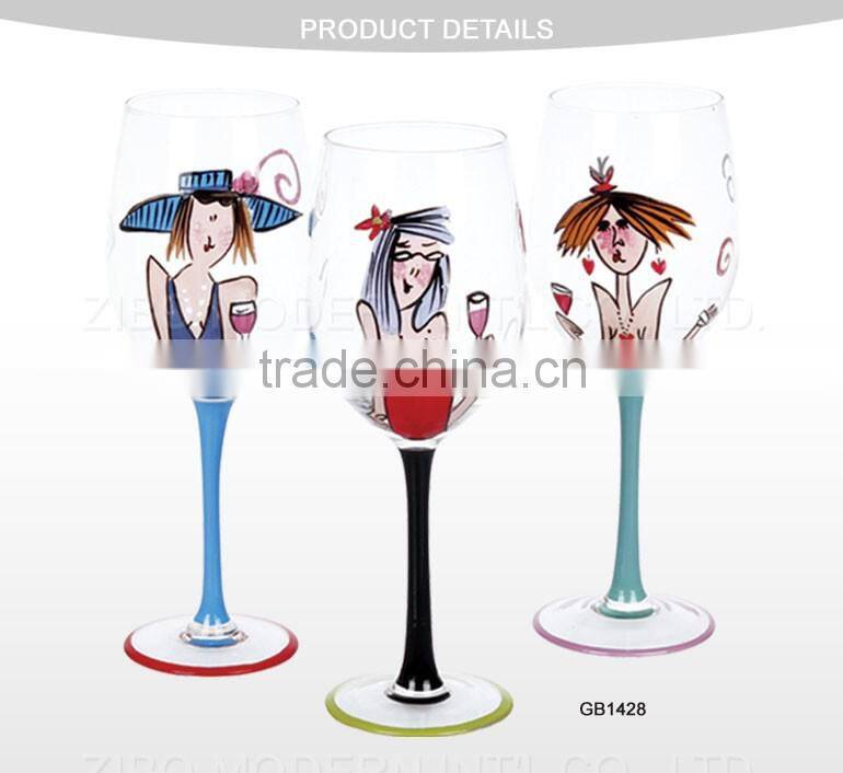 hand painted red wine glass bottle