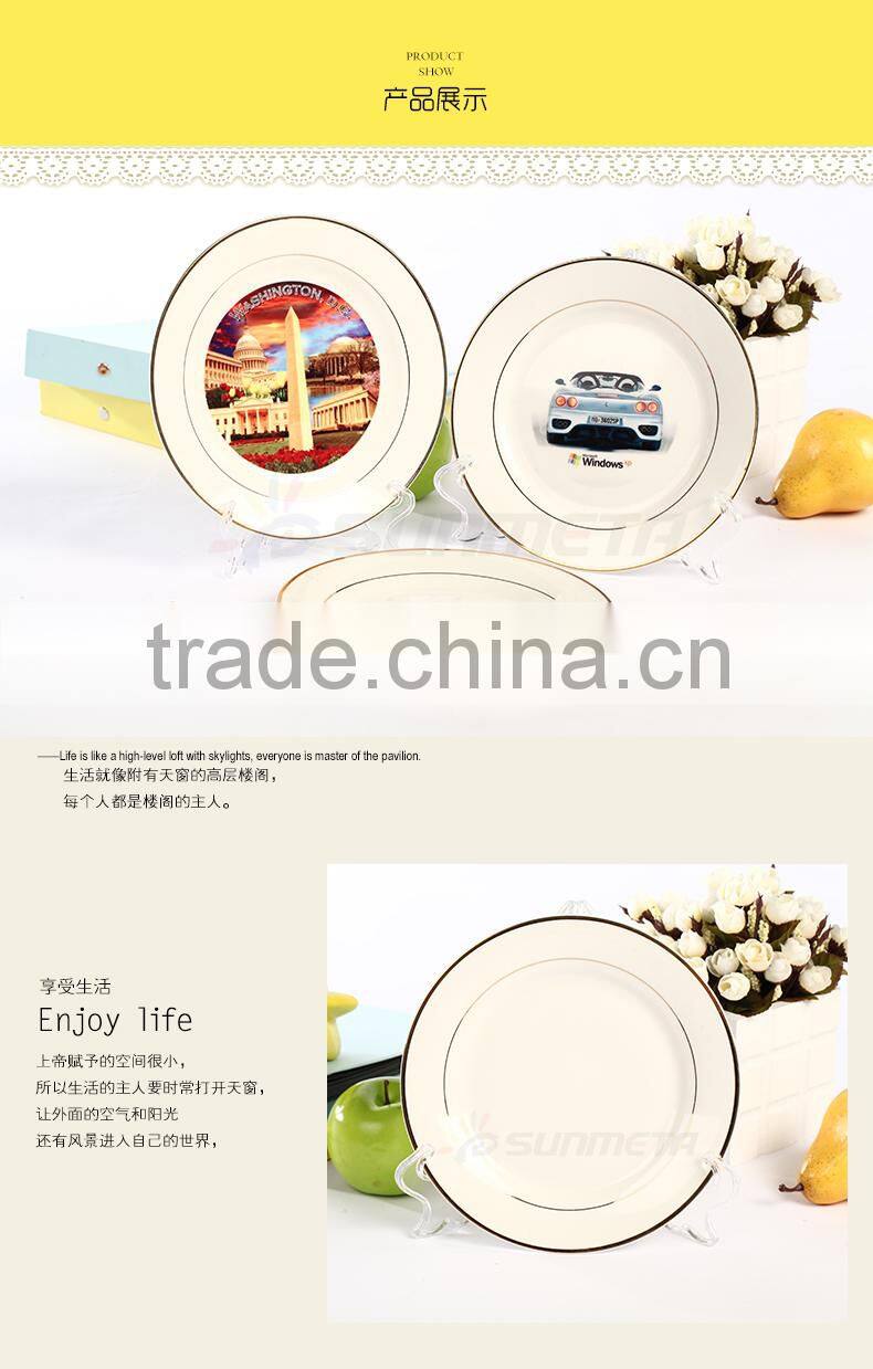 Sunmeta high quality 10"golden rim plate, heat transfer plate