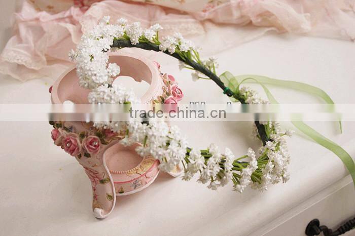 Wedding Bridal Wreath, White Stars Bracelet Garland Bridesmaid Flower Girl Photo Accessories