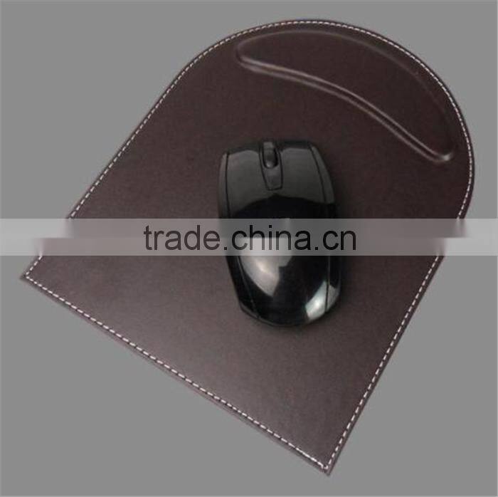 Customized design genuine leather mouse mat pad holder with wrist rest