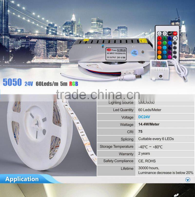 SMD 5050 Flexible Waterproof RGB LED Strip 24V IP68