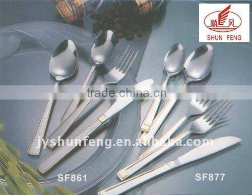 high quality stainless steel cutlery with gold plating