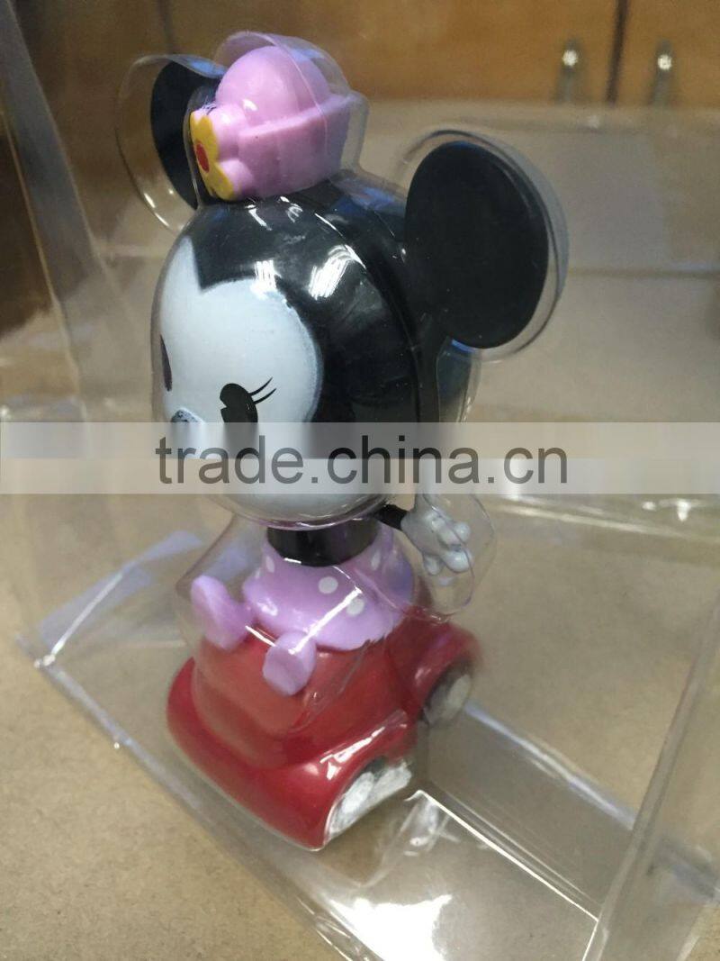 Minnie Mouse Figure Pull-back Car ,Customized Cute Cartoon Plastic Car Toy