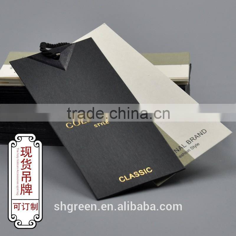 Super quality hot stamping gold logo paper hangtag for blazer: