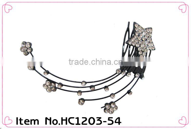 High quality blue rhinestone crystal hair comb
