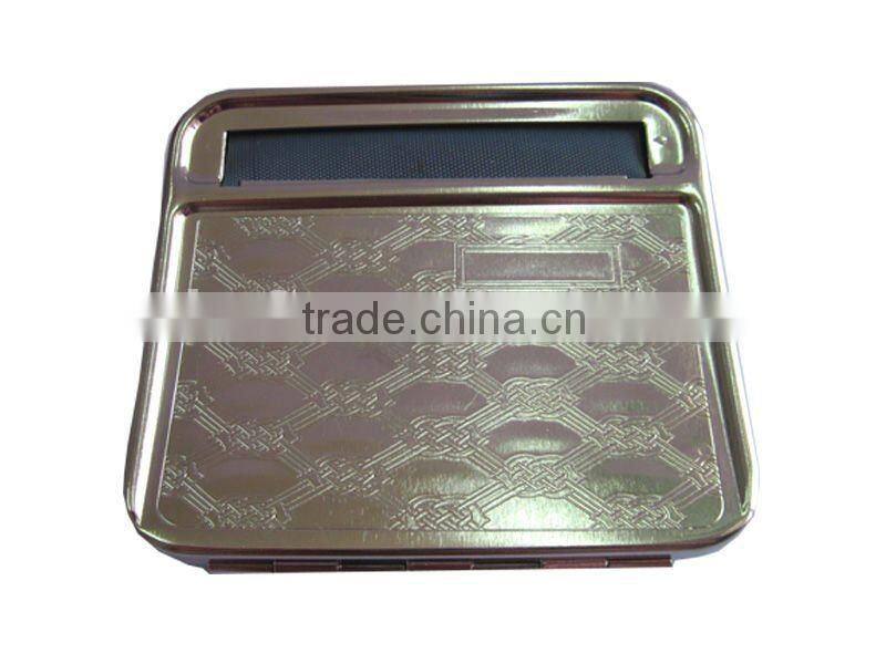 embossed design metal automatic cigarette rolling box